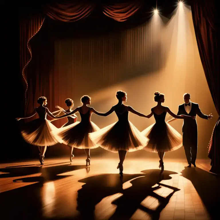 Visual representation of "step out" - To start to dance, especially on stage.