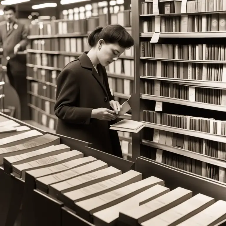 Visual representation of "backlist" - To place an older item, like a book, in a list of items available for sale but not prominently marketed
