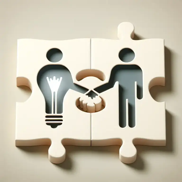 Visual representation of "dovetail" - When two or more things fit well together, or match each other in a satisfying way.