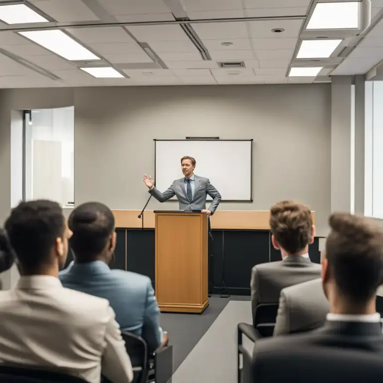 Visual representation of "get/be given/have the floor" - To have the right or permission to speak in a meeting, discussion, etc.