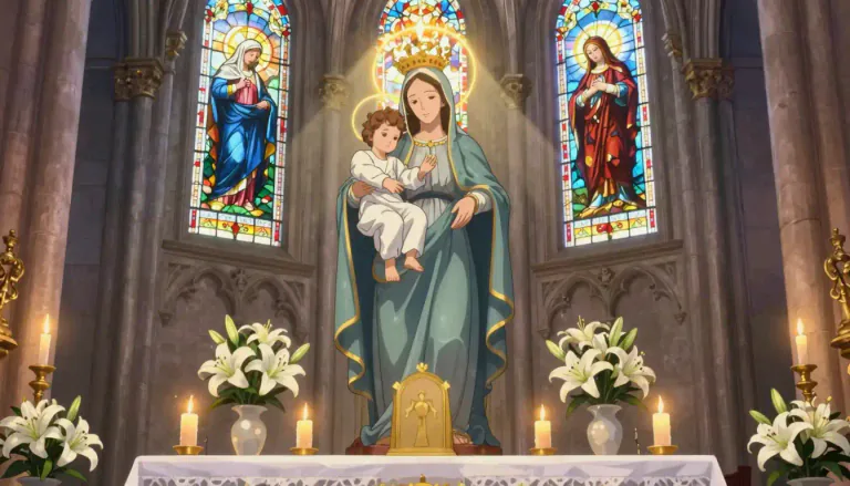 Visual representation of "marian" - Related to the Virgin Mary.