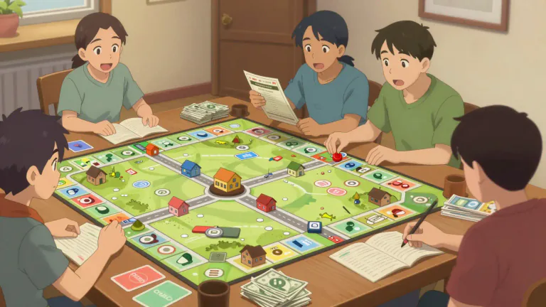 Visual representation of "monopoly" - A board game in which players engage in simulated property and financial transactions with the aim of becoming financially successful.