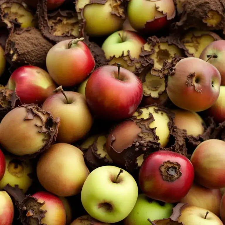 Visual representation of "rot" - When something organic, like food or wood, breaks down or decomposes.