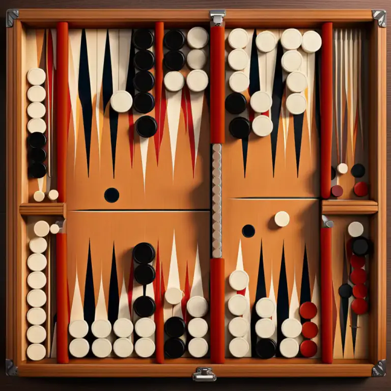 Visual representation of "gammon" - A move in backgammon where a player removes all their pieces from the board before their opponent gets any pieces out.