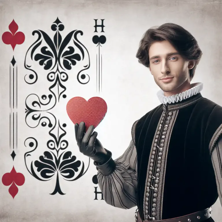Visual representation of "knave" - A card in a deck of playing cards with the picture of a young man