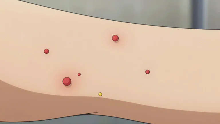 Visual representation of "folliculitis" - Folliculitis is an inflammation of one or more hair follicles, often caused by infection or irritation.