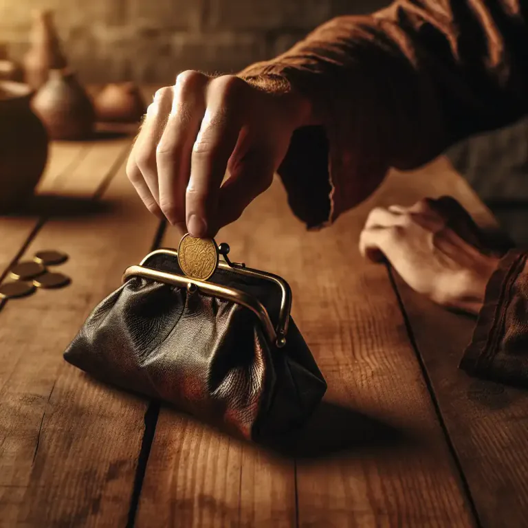 Visual representation of "bourse" - A purse used to carry coins.