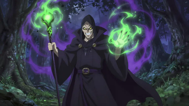 Visual representation of "sorcerer" - A person who is believed to use magic, typically to do evil things