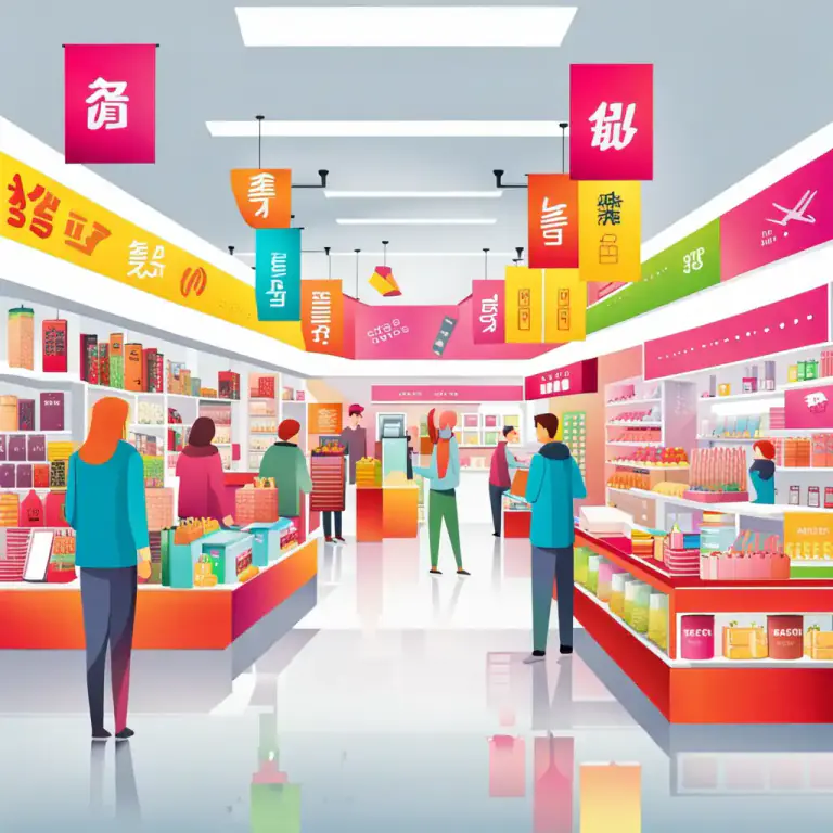 Visual representation of "merchandising" - To promote and sell products using advertising, special displays, etc.