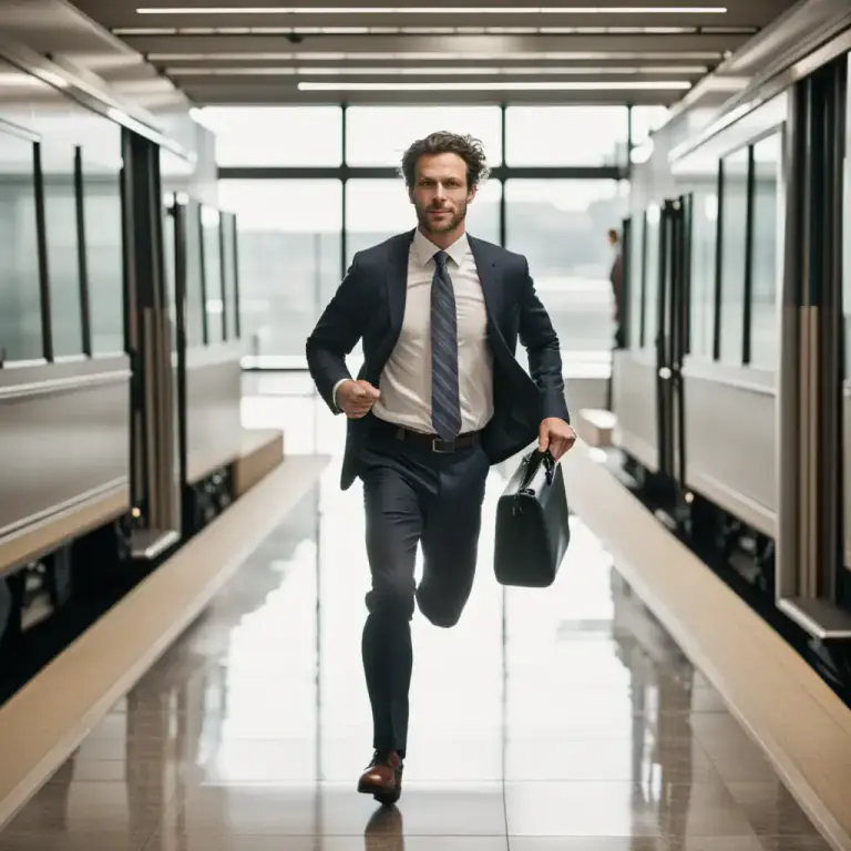 Visual representation of "dash off" - To leave abruptly or in a hurry
