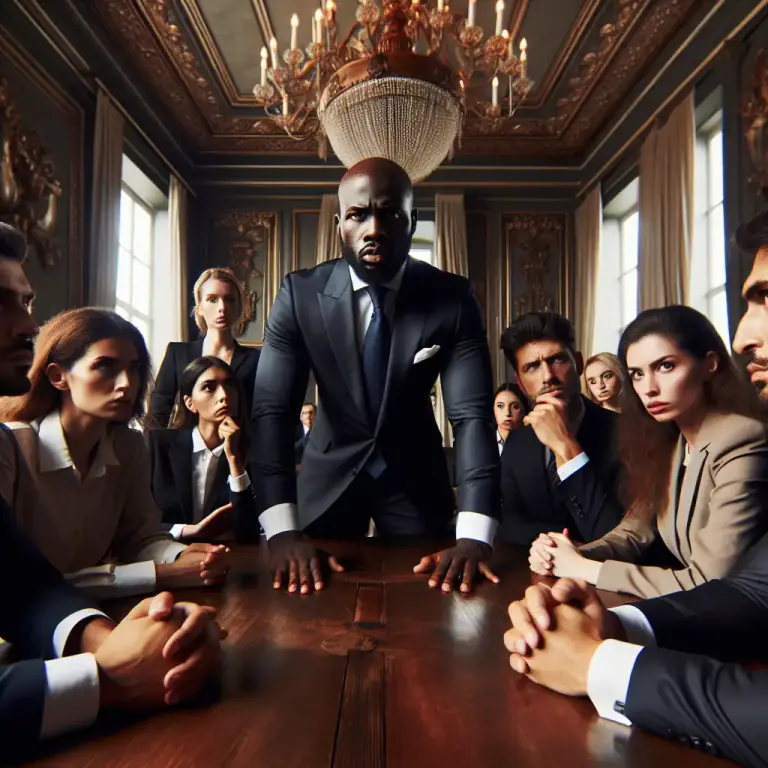 Visual representation of "browbeat" - To argue someone into submission or agreement with an overbearing manner.
