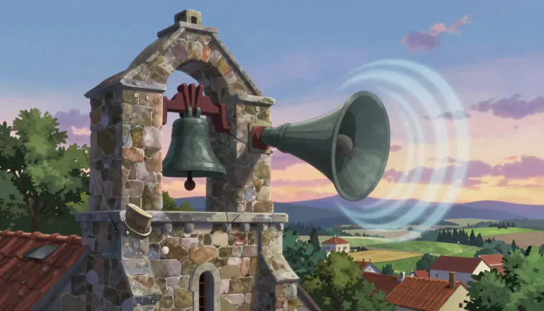 Visual representation of "clangorous" - Making a loud, resonant noise