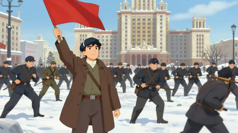 Visual representation of "bolshevik" - A member of a specific political group that led the Russian Revolution in 1917 and later became a part of the Communist Party.