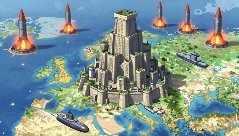 Visual representation of "superpower" - A very strong and influential nation, especially a nuclear state