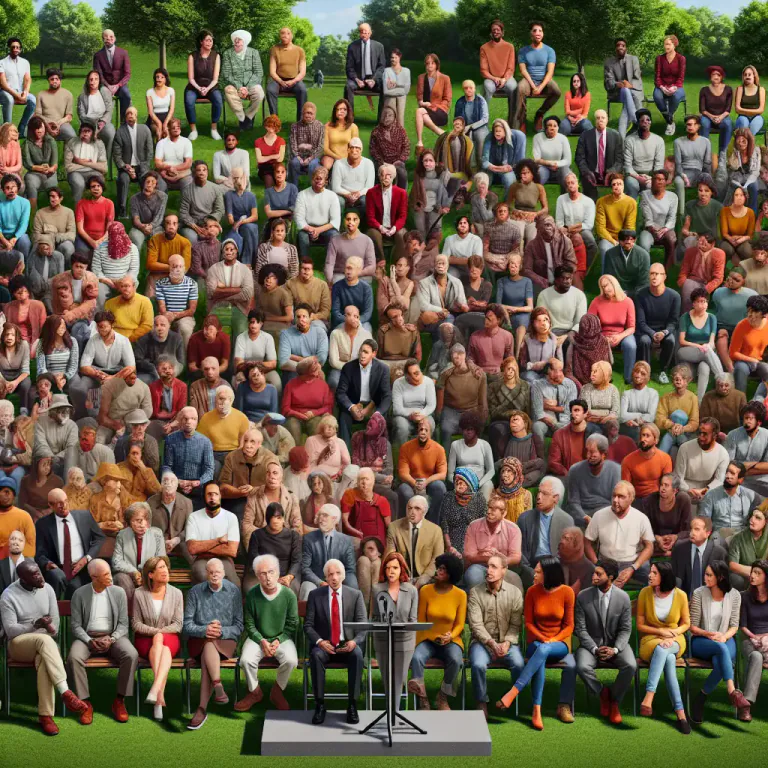 Visual representation of "public" - People in general, or a group of people who watch or are interested in an activity, event or business.