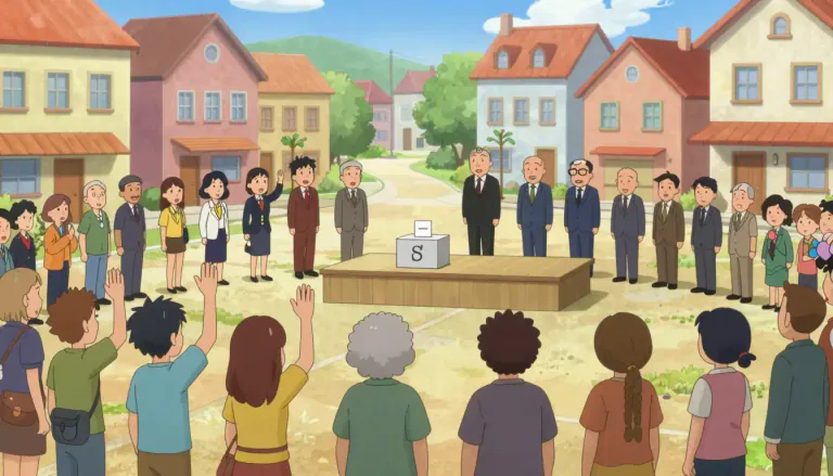 Visual representation of "democratic" - Relating to a government in which power is held by the people and run by them or their elected representatives