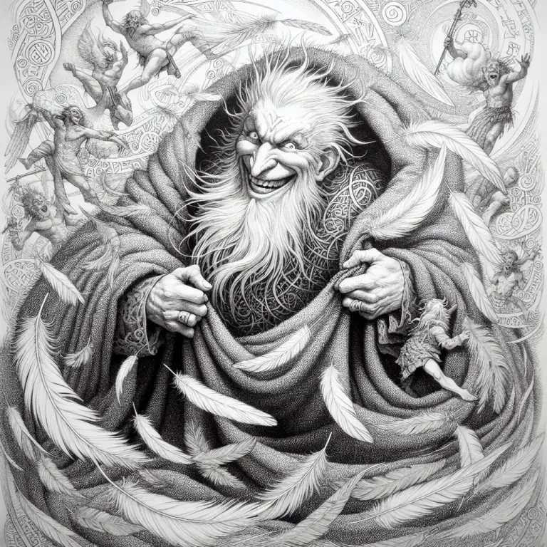 Visual representation of "trickster" - A character in mythology, folklore or stories known for playing tricks, generating mischief or breaking rules
