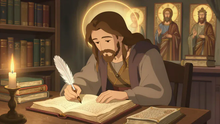 Visual representation of "hagiographer" - A person who writes about the lives of saints