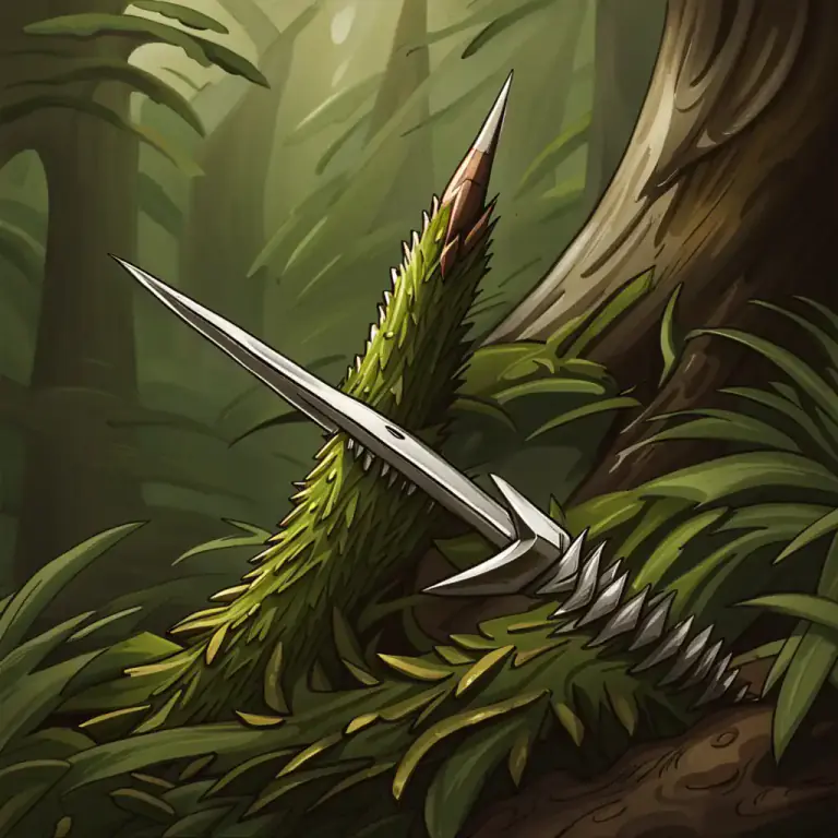 Visual representation of "dagger" - In botany, a part of a plant or animal that looks or acts like a dagger