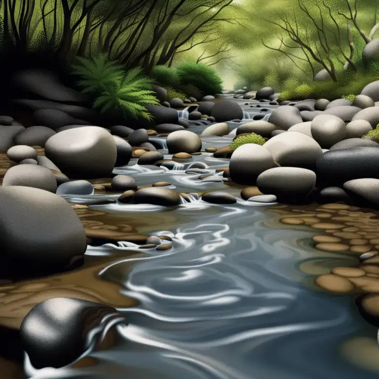 Visual representation of "babble" - the sound of water flowing over stones.