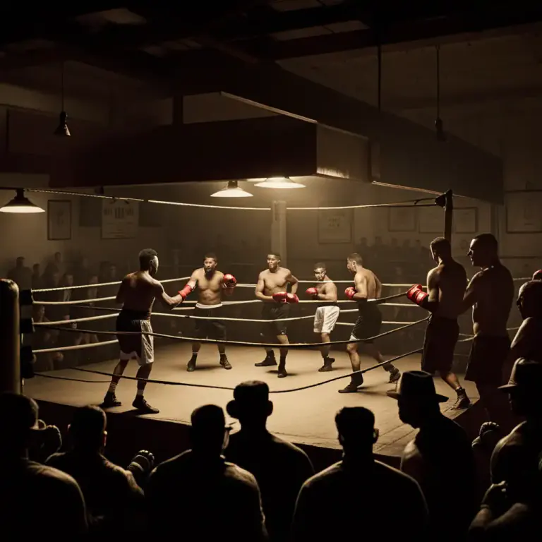 Visual representation of "smoker" - An informal competition in boxing, held at a club.