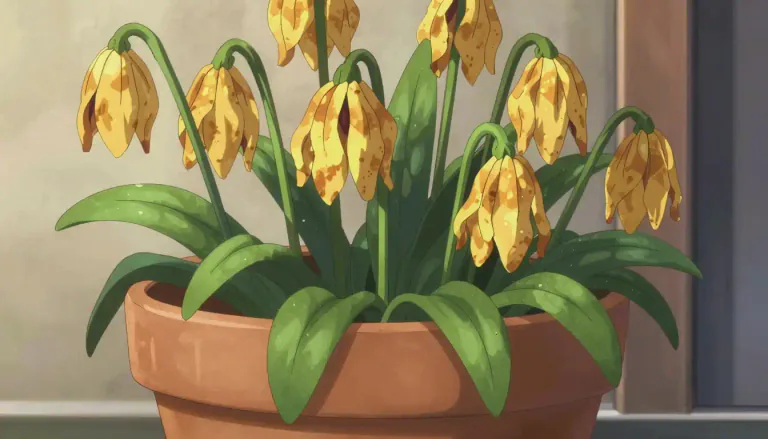 Visual representation of "wilt" - To become limp, saggy or droopy, usually in relation to a plant.