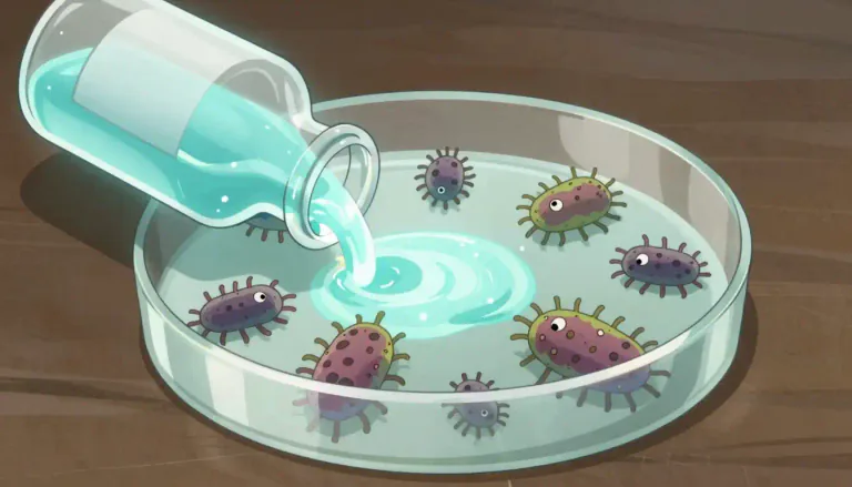 Visual representation of "bactericide" - A substance that kills bacteria.
