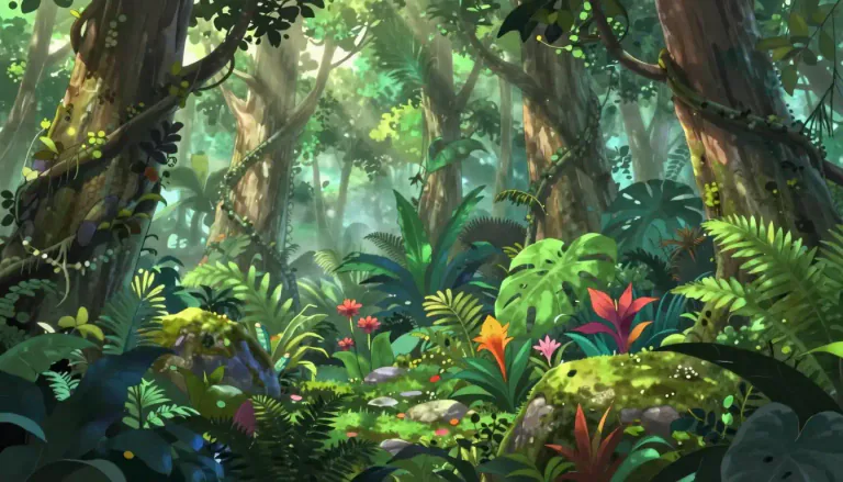 Visual representation of "flora" - All the plants that live in a particular area, time, environment