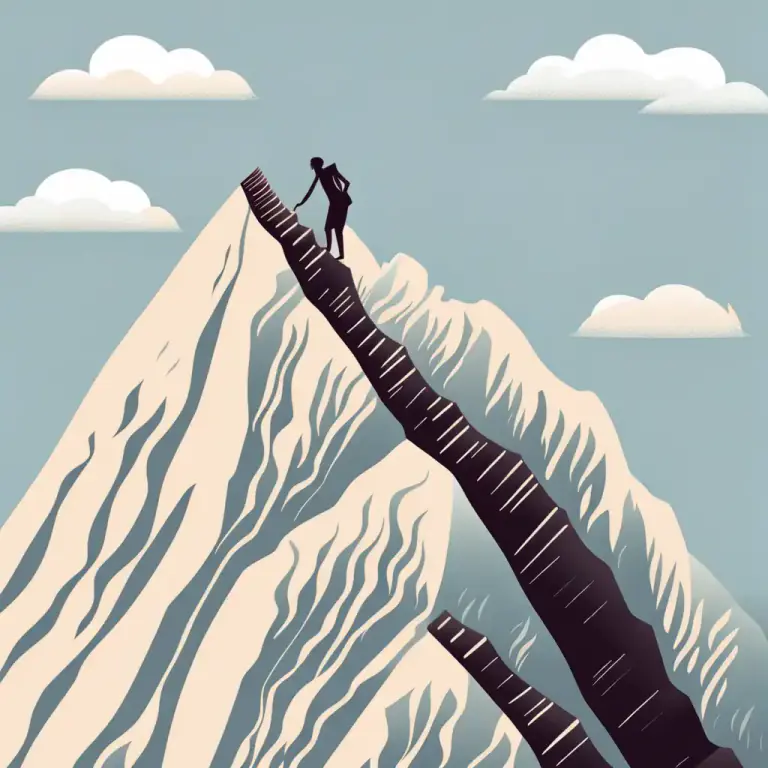 Visual representation of "hill" - Faced with a challenging situation or obstacle