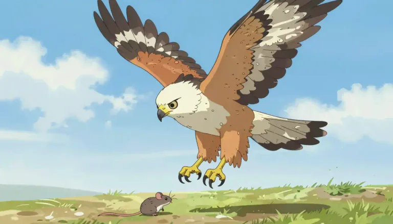 Visual representation of "hawk" - A kind of bird that can often be seen during the day, known to catch and eat small animals