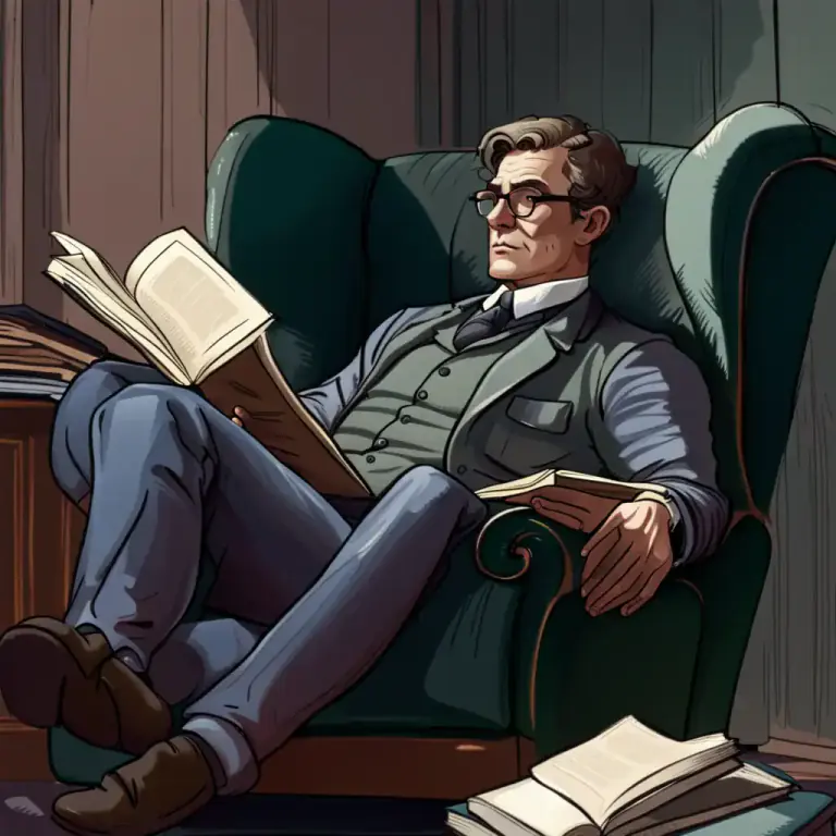 Visual representation of "be curled up" - To be comfortably and casually situated or in position, especially while reading or relaxing