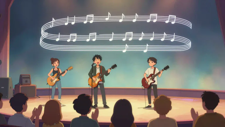 Visual representation of "chorus" - A part of a song that is repeated after each verse
