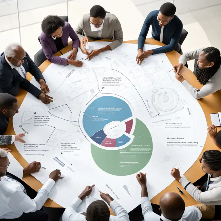 Visual representation of "consult" - discuss something with others before making a decision