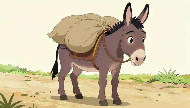 Visual representation of "donkey" - A animal like a small horse with long ears, used for carrying heavy loads.