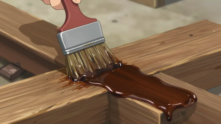 Visual representation of "creosote" - A dark brown oil obtained from coal tar, used as a wood preservative