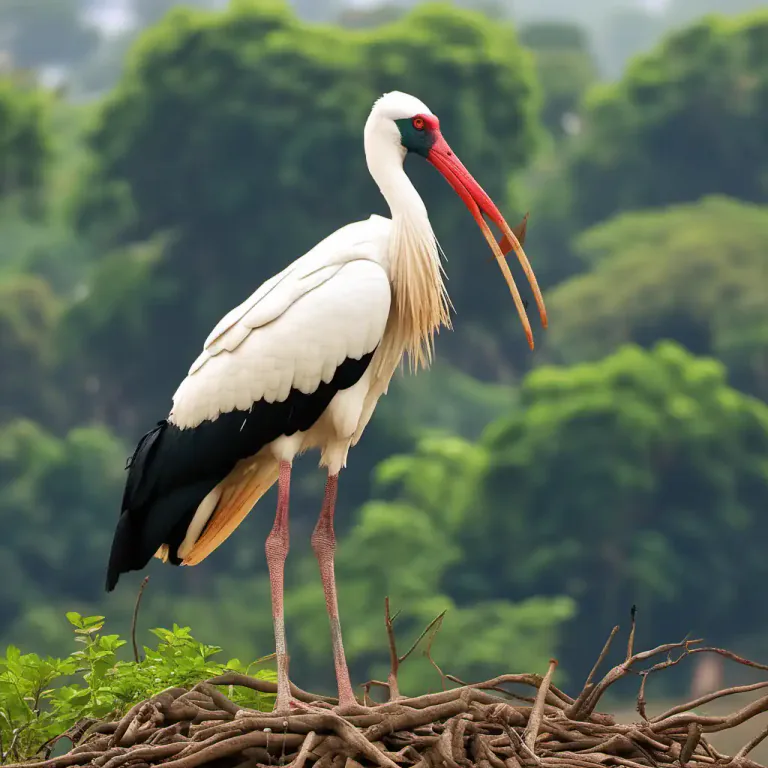 Visual representation of "adjutant" - A large Indian stork with a military gait.