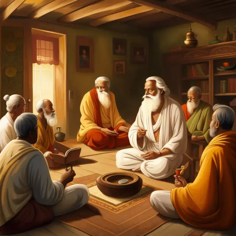 Visual representation of "ashram" - A spiritual teacher's house or place in Hinduism.