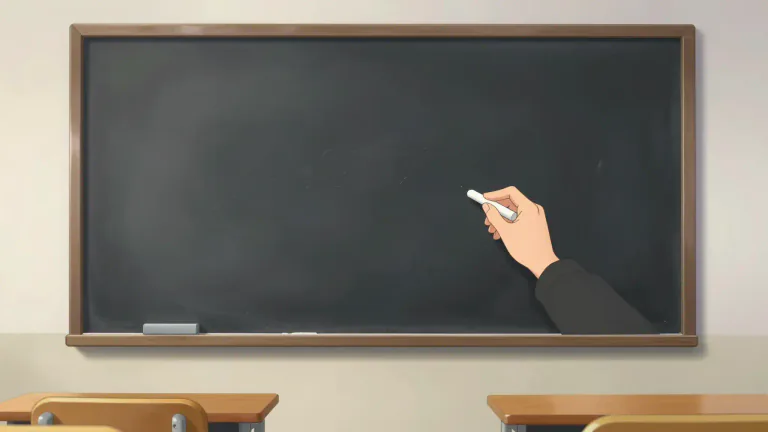 Visual representation of "blackboard" - A smooth, dark surface that teachers write on with chalk.