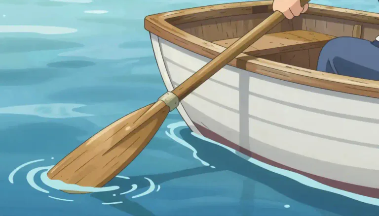 Visual representation of "oar" - A long pole with a flat end that is used for rowing a boat.