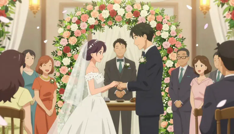 Visual representation of "nuptials" - the formal ceremonies of a wedding