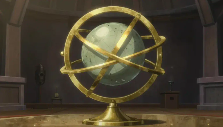 Visual representation of "armillary" - Referring to a structure of rings that represent circles of the celestial sphere, often used in astronomical instruments.