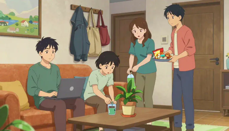 Visual representation of "flatmate" - A person who shares a flat (apartment) with one or more other people.