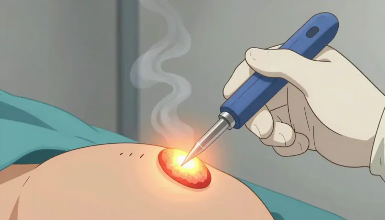 Visual representation of "cautery" - A cautery is a medical instrument or technique that uses heat to destroy abnormal tissue.
