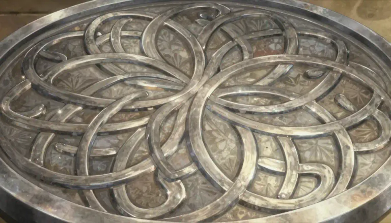 Visual representation of "guilloche" - A decorative pattern created by engraving or printing, characterized by intricate interlacing curves.