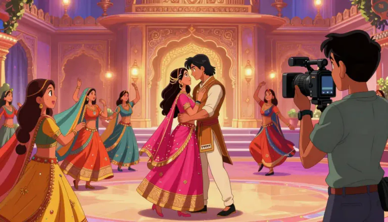 Visual representation of "bollywood" - The term 'Bollywood' is often used to refer to the cultural and artistic style of movies produced by the Indian film industry, including their unique storylines, themes, and character development.