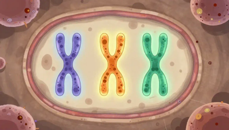 Visual representation of "triploid" - an organism or cell having three sets of chromosomes.