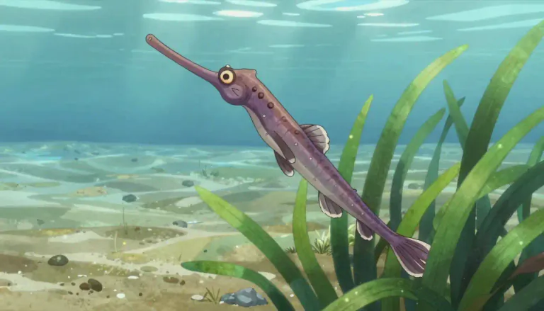 Visual representation of "pipefish" - A long, slender fish of the family Syngnathidae, similar to a seahorse, often found in shallow waters.