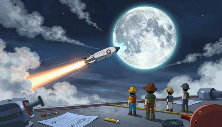 Visual representation of "moonshot" - A project or endeavor aimed at achieving a massive and innovative goal, often one that seems impossible or extremely difficult.