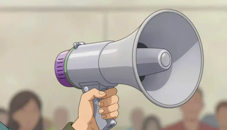 Visual representation of "bullhorn" - A bullhorn is a portable loudspeaker that is used to amplify a person's voice.