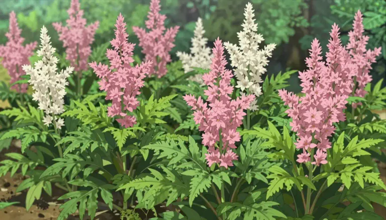 Visual representation of "astilbe" - A type of perennial flowering plant known for its plume-like flowers and attractive foliage, often grown in gardens.